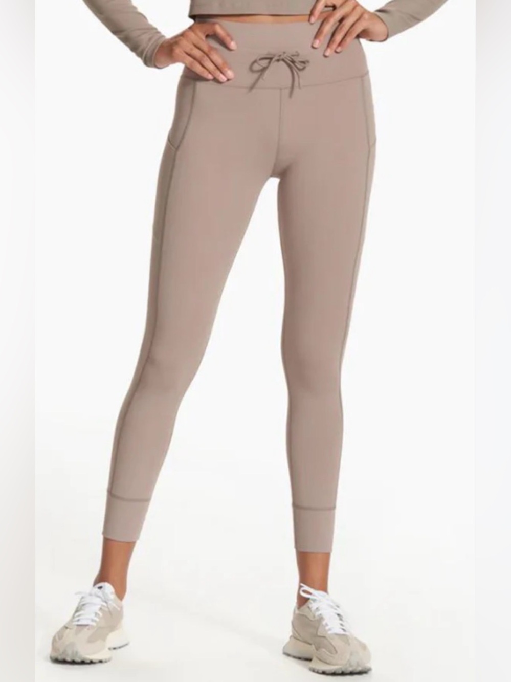 Vuori Women's Taupe High-Rise Drawstring Leggings